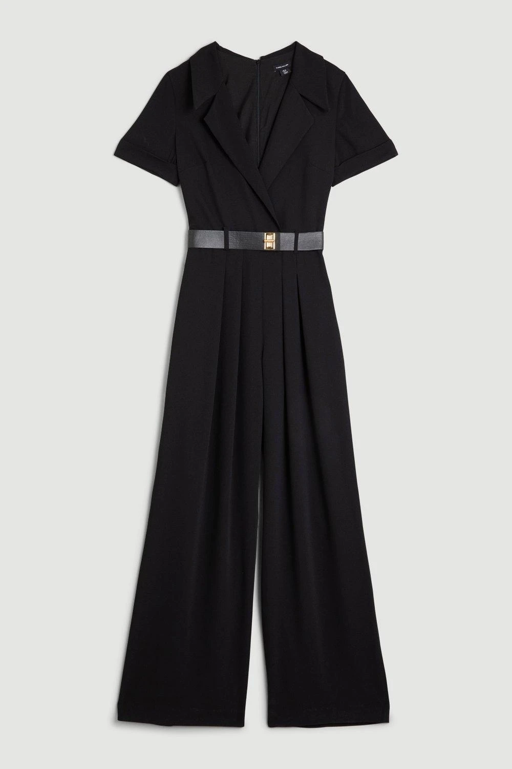 Karen Millen Soft Tailored Belted Pleat Wide Leg Jumpsuit 6 Karen Millen Soft Tailored Belted Pleat Wide Leg Jumpsuit - Image 4
