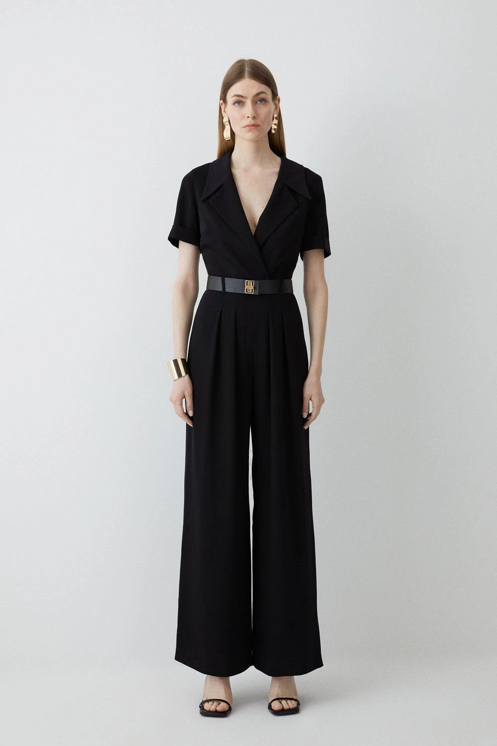 Karen Millen Soft Tailored Belted Pleat Wide Leg Jumpsuit 7 Karen Millen Soft Tailored Belted Pleat Wide Leg Jumpsuit - Image 5