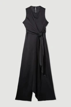 Karen Millen Soft Tie Knotted Wide Leg Jumpsuit