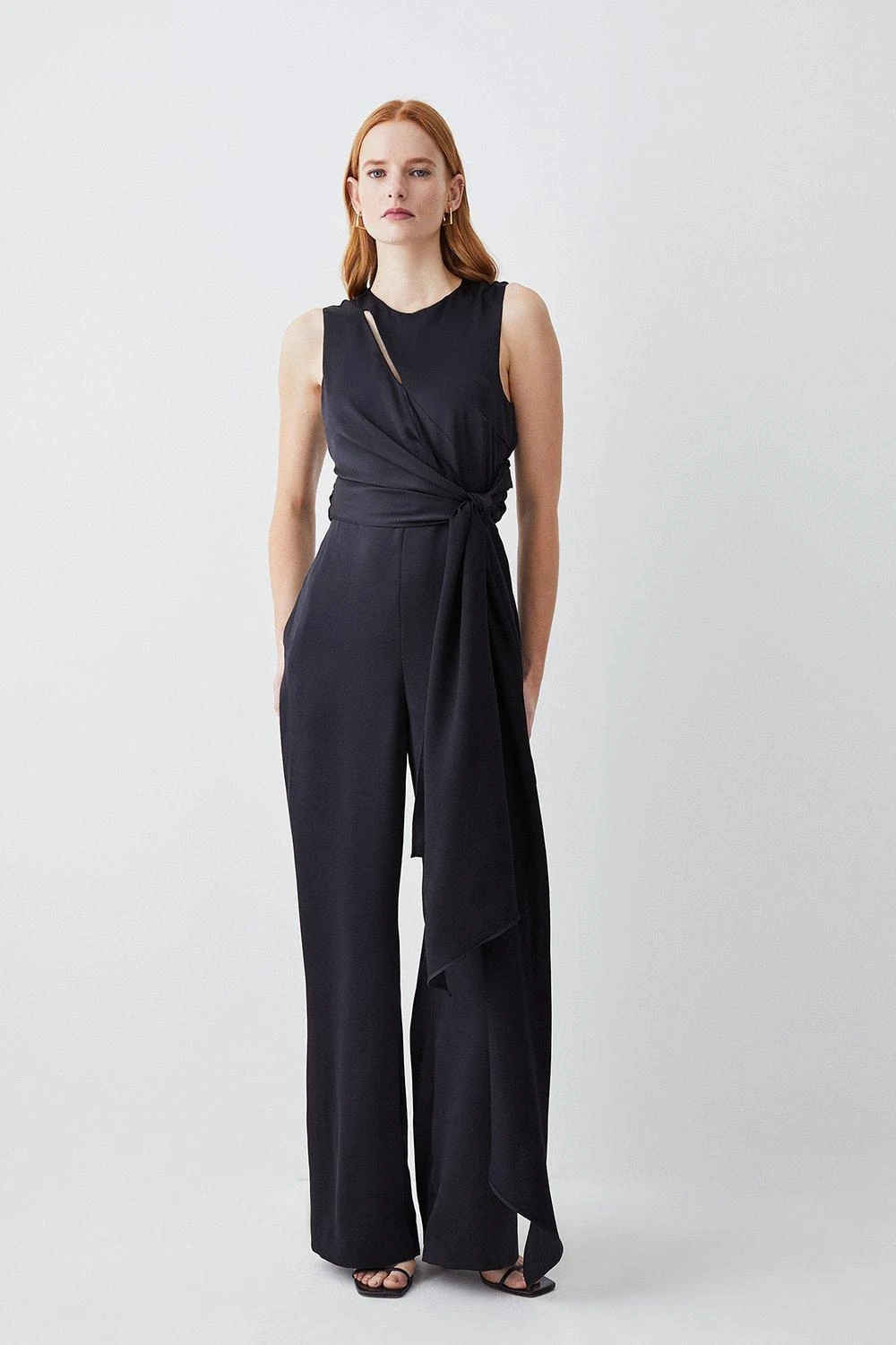 Karen Millen Soft Tie Knotted Wide Leg Jumpsuit 5 Karen Millen Soft Tie Knotted Wide Leg Jumpsuit - Image 3
