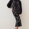 Karen Millen Sparkle Jacquard Sequin Panel Midaxi Knit Dress -Karen Millen shop black sparkle jacquard sequin panel midaxi knit dress