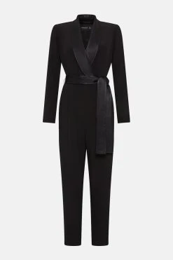 Karen Millen Tuxedo Wrap Jumpsuit -Karen Millen shop black tuxedo wrap jumpsuit 3