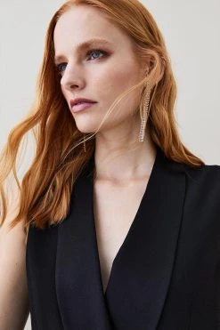 Karen Millen Tuxedo Wrap Sleeveless Jumpsuit -Karen Millen shop black tuxedo wrap sleeveless jumpsuit 2