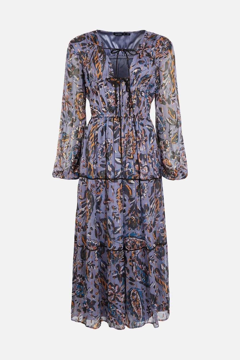 Karen Millen Paisley Metallic Bead Detail Woven Dress 4 Karen Millen Paisley Metallic Bead Detail Woven Dress - Image 2