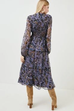 Karen Millen Paisley Metallic Bead Detail Woven Dress 8 Karen Millen Paisley Metallic Bead Detail Woven Dress -Karen Millen shop blue paisley metallic bead detail woven dress 2