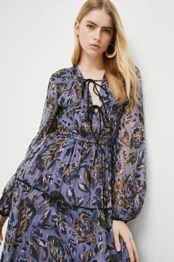 Karen Millen Paisley Metallic Bead Detail Woven Dress 9 Karen Millen Paisley Metallic Bead Detail Woven Dress -Karen Millen shop blue paisley metallic bead detail woven dress 3