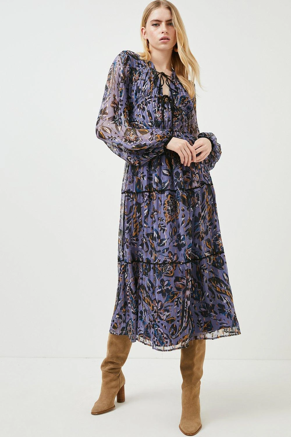 Karen Millen Paisley Metallic Bead Detail Woven Dress 3 Karen Millen Paisley Metallic Bead Detail Woven Dress