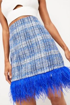 Karen Millen Tweed Feather Hem Mini Skirt