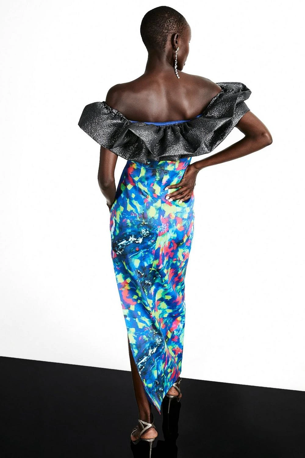 Karen Millen Weston Kaleidoscope Print Bardot Maxi Dress 3 Karen Millen Weston Kaleidoscope Print Bardot Maxi Dress