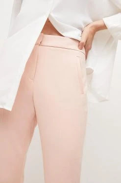 Karen Millen Compact Stretch Tailored Capri Trousers -Karen Millen shop blush compact stretch tailored capri trousers 1