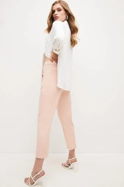 Karen Millen Compact Stretch Tailored Capri Trousers -Karen Millen shop blush compact stretch tailored capri trousers 2