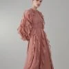 Karen Millen Frill Lace Trim Woven Maxi Dress -Karen Millen shop blush frill lace trim woven maxi dress