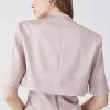 Karen Millen Italian Structured Satin Notch Neck Cover Up Jacket -Karen Millen shop blush italian structured satin notch neck cover up jacket