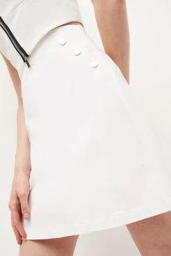 Karen Millen Essential Techno Woven Skirt -Karen Millen shop bright green essential techno woven skirt 3