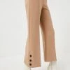Karen Millen Compact Stretch Relaxed Button Hem Trousers -Karen Millen shop camel compact stretch relaxed button hem trousers