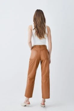 Karen Millen Leather Slim Leg 5 Pocket Detail Trouser
