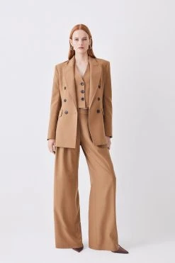 Karen Millen Premium Wool Flannel Double Breasted Jacket 13 Karen Millen Premium Wool Flannel Double Breasted Jacket -Karen Millen shop camel premium wool flannel double breasted jacket 1 5