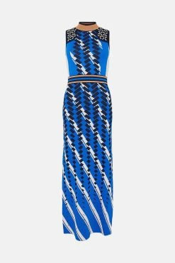 Karen Millen Embellished Sporty Jacquard Knit Column Maxi Dress 9 Karen Millen Embellished Sporty Jacquard Knit Column Maxi Dress -Karen Millen shop cobalt embellished sporty jacquard knit column maxi dress 2