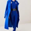Karen Millen Italian Virgin Wool Strong Shoulder Coat -Karen Millen shop cobalt italian virgin wool strong shoulder coat