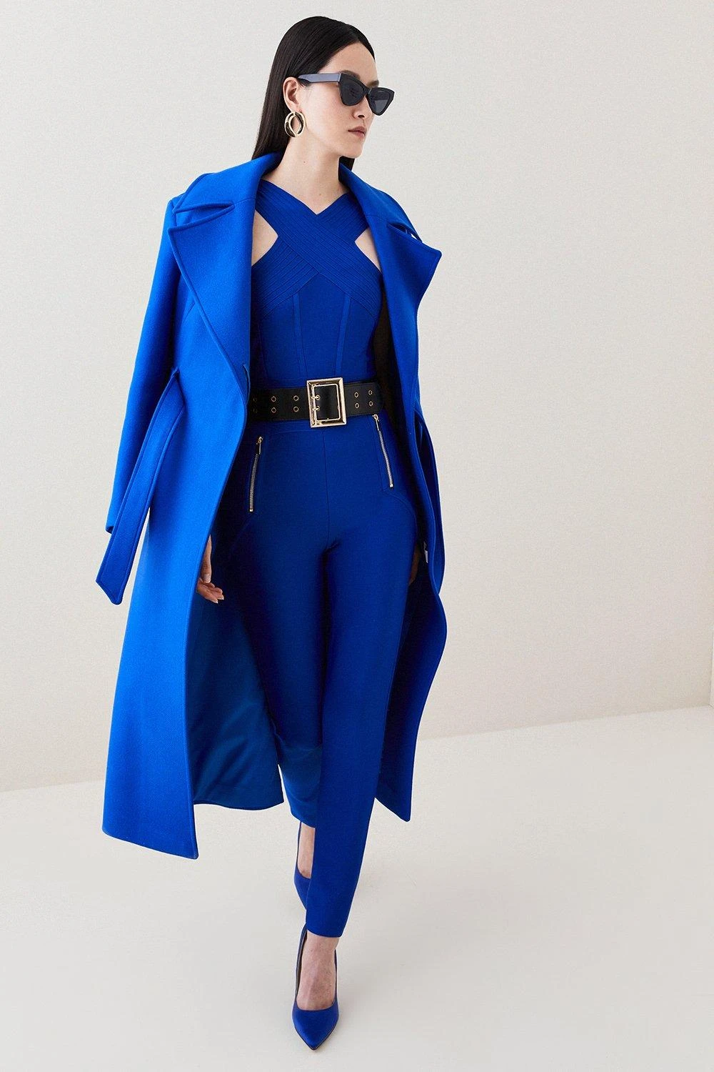 Karen Millen Italian Virgin Wool Strong Shoulder Coat 3 Karen Millen Italian Virgin Wool Strong Shoulder Coat