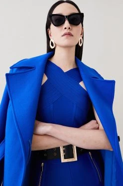 Karen Millen Italian Virgin Wool Strong Shoulder Coat 11 Karen Millen Italian Virgin Wool Strong Shoulder Coat -Karen Millen shop cobalt italian virgin wool strong shoulder coat 1 3