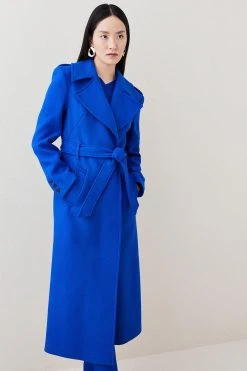 Karen Millen Italian Virgin Wool Strong Shoulder Coat 12 Karen Millen Italian Virgin Wool Strong Shoulder Coat -Karen Millen shop cobalt italian virgin wool strong shoulder coat 1 4