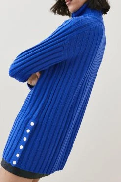 Karen Millen Wool Rib Roll Neck Jumper -Karen Millen shop cobalt wool rib roll neck jumper 2