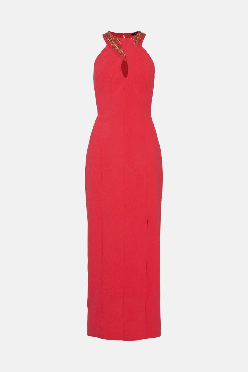 Karen Millen Enamel Chain Detail Halter Maxi Dress 6 Karen Millen Enamel Chain Detail Halter Maxi Dress - Image 4