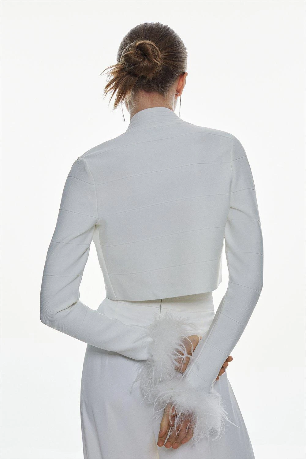 Karen Millen Embellished Bandage Jacket With Feather Cuff 7 Karen Millen Embellished Bandage Jacket With Feather Cuff - Image 5