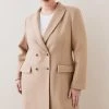 Karen Millen Plus Size Italian Wool Double Breasted Tailored Coat 1 Karen Millen Plus Size Italian Wool Double Breasted Tailored Coat -Karen Millen shop dark tan plus size italian wool double breasted tailored coat