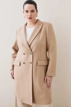 Karen Millen Plus Size Italian Wool Double Breasted Tailored Coat