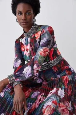 Karen Millen Diamante Trim Floral Woven Maxi Dress 11 Karen Millen Diamante Trim Floral Woven Maxi Dress -Karen Millen shop diamante trim floral woven maxi dress 4