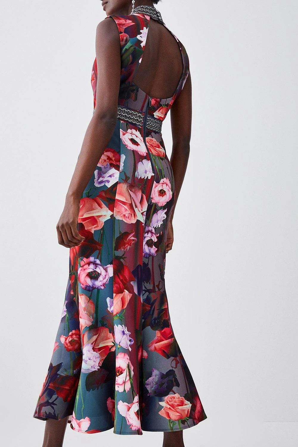 Karen Millen Diamante Trim Floral Woven Maxi Dress 5 Karen Millen Diamante Trim Floral Woven Maxi Dress - Image 3