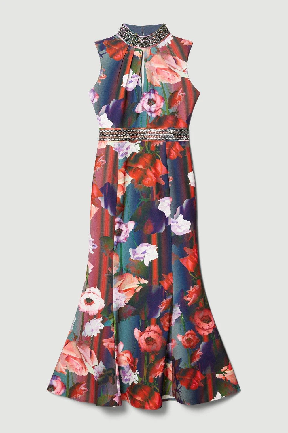 Karen Millen Diamante Trim Floral Woven Maxi Dress 7 Karen Millen Diamante Trim Floral Woven Maxi Dress - Image 5