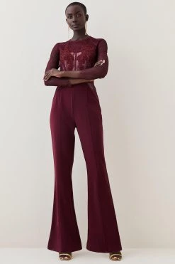 Karen Millen Guipure & Beaded Corset Detail Woven Jumpsuit -Karen Millen shop fig guipure beaded corset detail woven jumpsuit 3