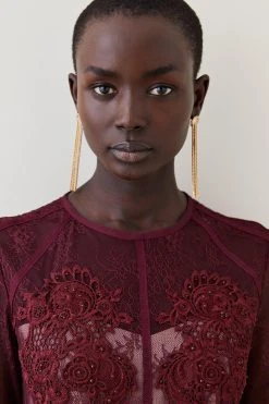 Karen Millen Guipure & Beaded Corset Detail Woven Jumpsuit -Karen Millen shop fig guipure beaded corset detail woven jumpsuit 4