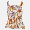 Karen Millen Batik Tiered Cotton Ruched Top -Karen Millen shop floral batik tiered cotton ruched top