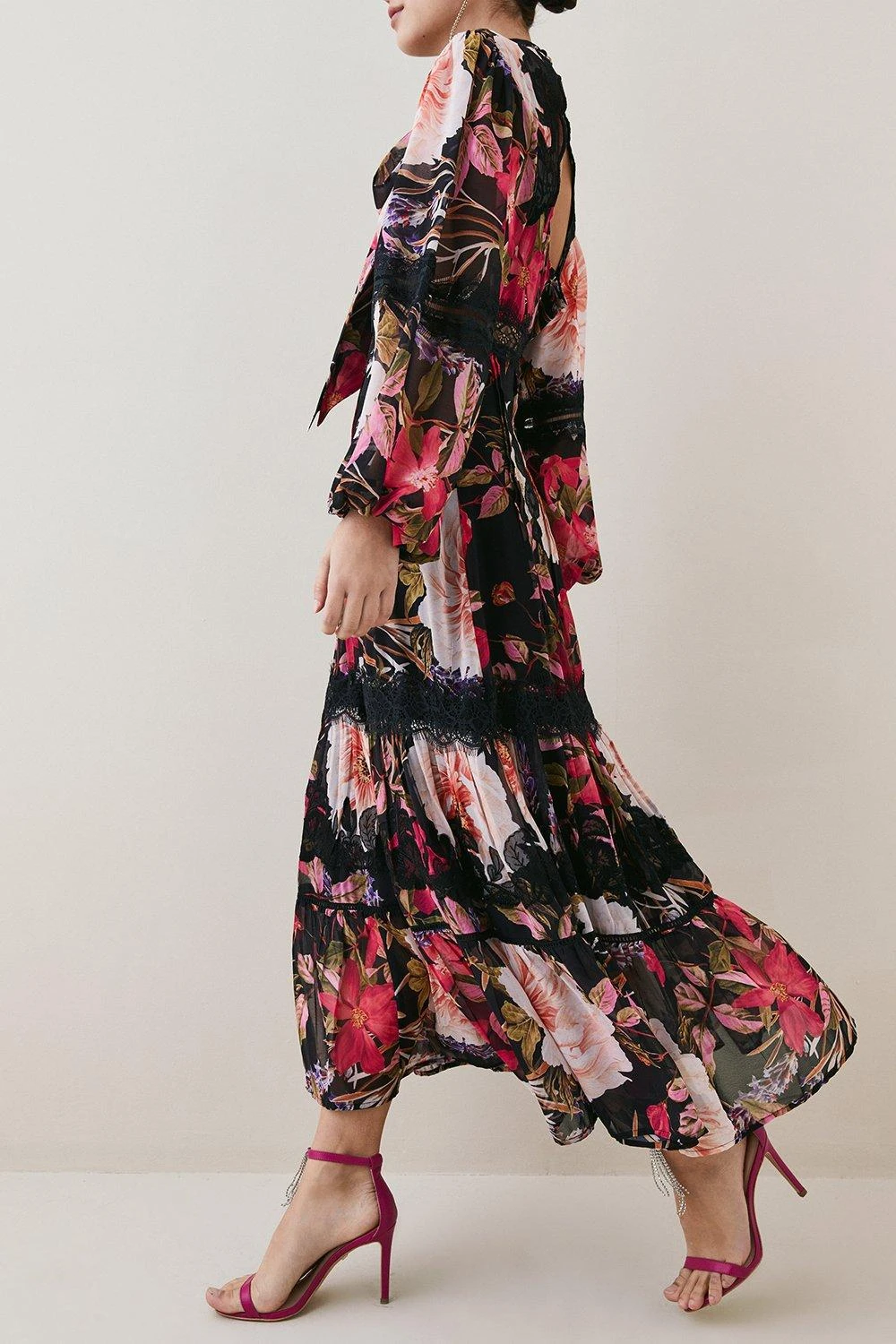 Karen Millen Floral Mixed Lace & Embroidery Midaxi Dress 4 Karen Millen Floral Mixed Lace & Embroidery Midaxi Dress - Image 2