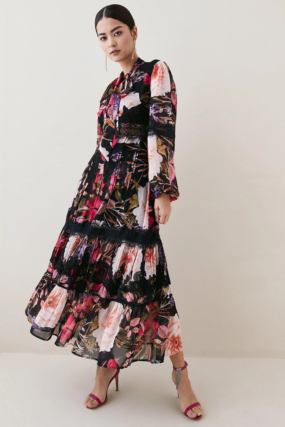 Karen Millen Floral Mixed Lace & Embroidery Midaxi Dress 5 Karen Millen Floral Mixed Lace & Embroidery Midaxi Dress - Image 3