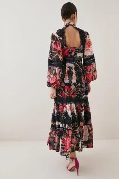 Karen Millen Floral Mixed Lace & Embroidery Midaxi Dress 10 Karen Millen Floral Mixed Lace & Embroidery Midaxi Dress -Karen Millen shop floral mixed lace embroidery midaxi dress 3