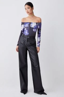 Karen Millen Floral Slinky Bardot Jersey Body