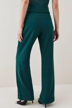 Karen Millen Structured Crepe Wide Leg Trouser -Karen Millen shop forest structured crepe wide leg trouser 1