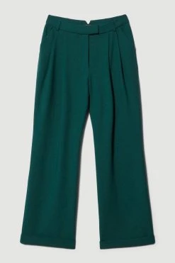 Karen Millen Structured Crepe Wide Leg Trouser -Karen Millen shop forest structured crepe wide leg trouser 2