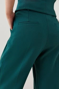 Karen Millen Structured Crepe Wide Leg Trouser -Karen Millen shop forest structured crepe wide leg trouser 3