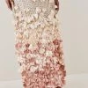 Karen Millen Crystal Applique Deep V Woven Maxi Dress