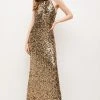Karen Millen Sequinned Halter Maxi Dress