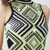 Karen Millen Embellished Stripe Jacquard Knitted Maxi Column Dress -Karen Millen shop green embellished stripe jacquard knitted maxi column dress