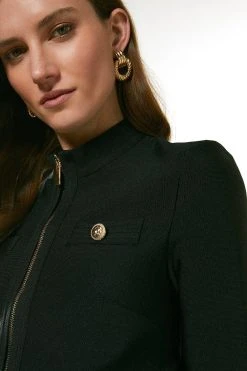 Karen Millen Military Bandage Short Knitted Jacket -Karen Millen shop green military bandage short knitted jacket 3