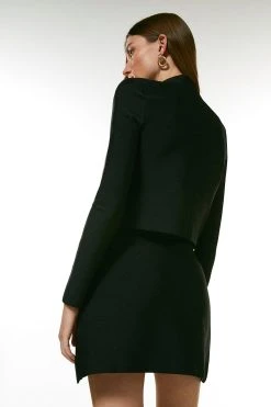 Karen Millen Military Bandage Short Knitted Jacket -Karen Millen shop green military bandage short knitted jacket 4