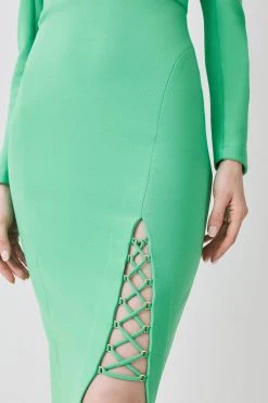 Karen Millen Scuba Crepe Lace Up Detail Woven Maxi Dress 15 Karen Millen Scuba Crepe Lace Up Detail Woven Maxi Dress -Karen Millen shop green scuba crepe lace up detail woven maxi dress 6